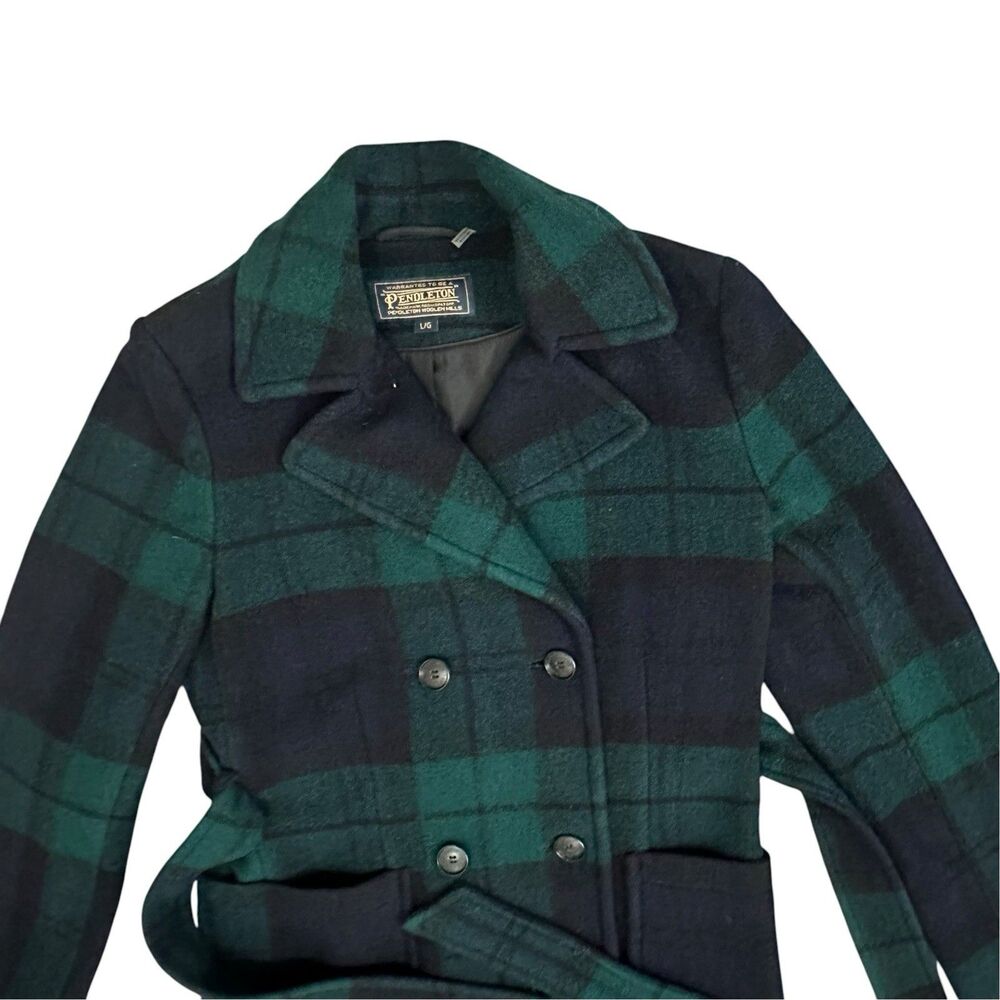 Pendleton Ladies Forest Park Blackwatch Tartan Check Plaid Wool Coat Large - Picture 2 of 16